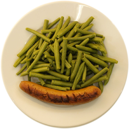 A sausage with beans only