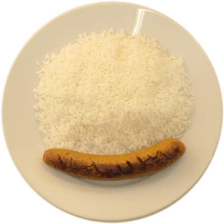 A sausage with rice only